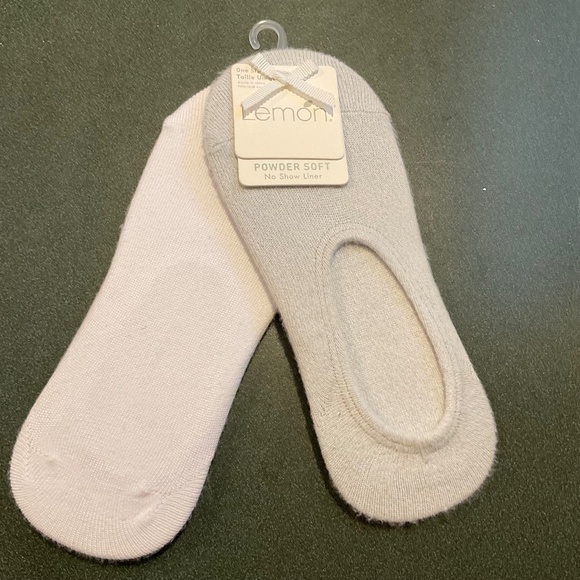 Lemon No Show Liner Socks White and Light Gray NWT Powder Soft - Picture 1 of 6